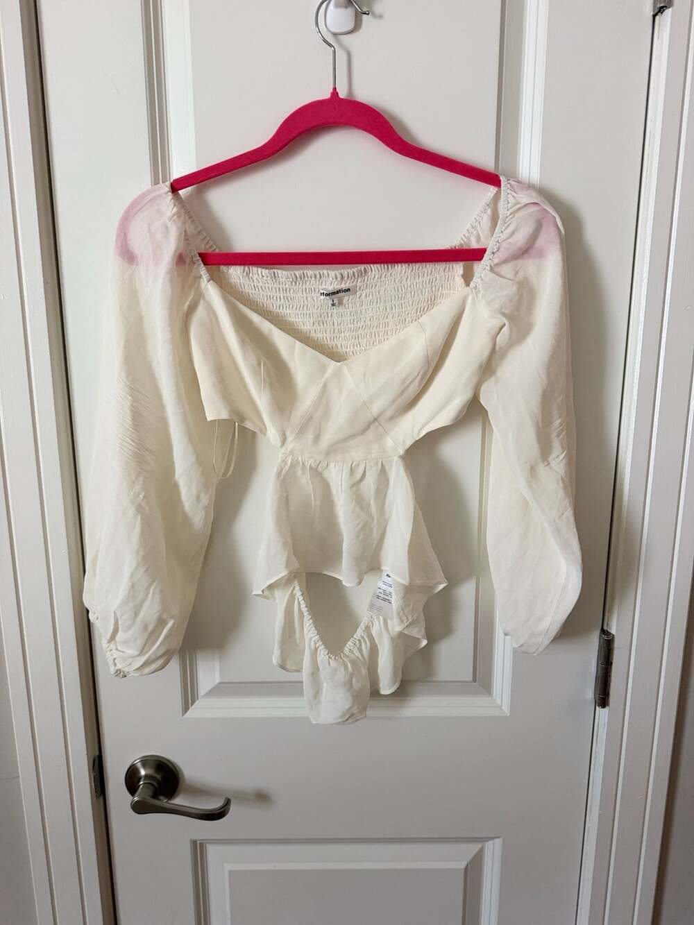 Reformation Laraine Top Size 2 White Long Sleeve
